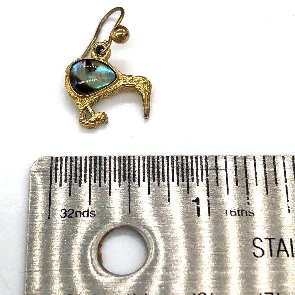Kiwi Earrings with Mother of Pearl Pierced Fishhook - Picture 3 of 5